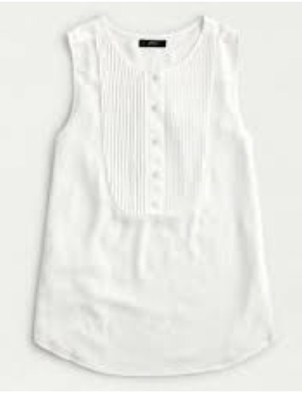 NEW J. CREW Very Popular WHITE Drapey Sleeveless Tuxedo Top Covered Buttons LG